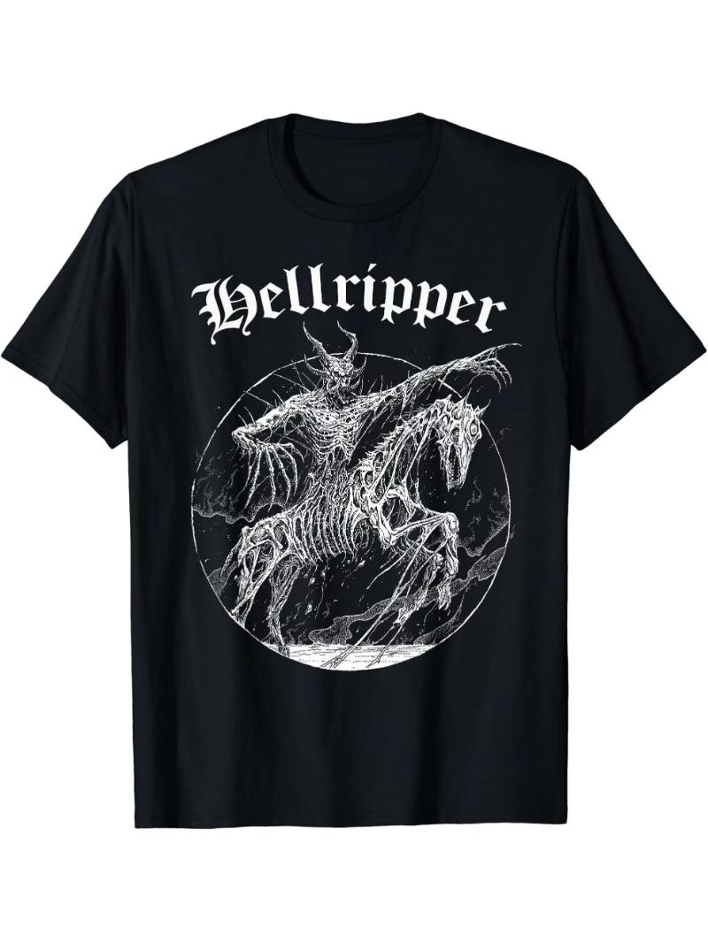 

Suitable for concerts casual wear and daily wear Hellripper Ghost Unisexs Tshirt Gothic Celtic Devil print black Tshirt 4XL