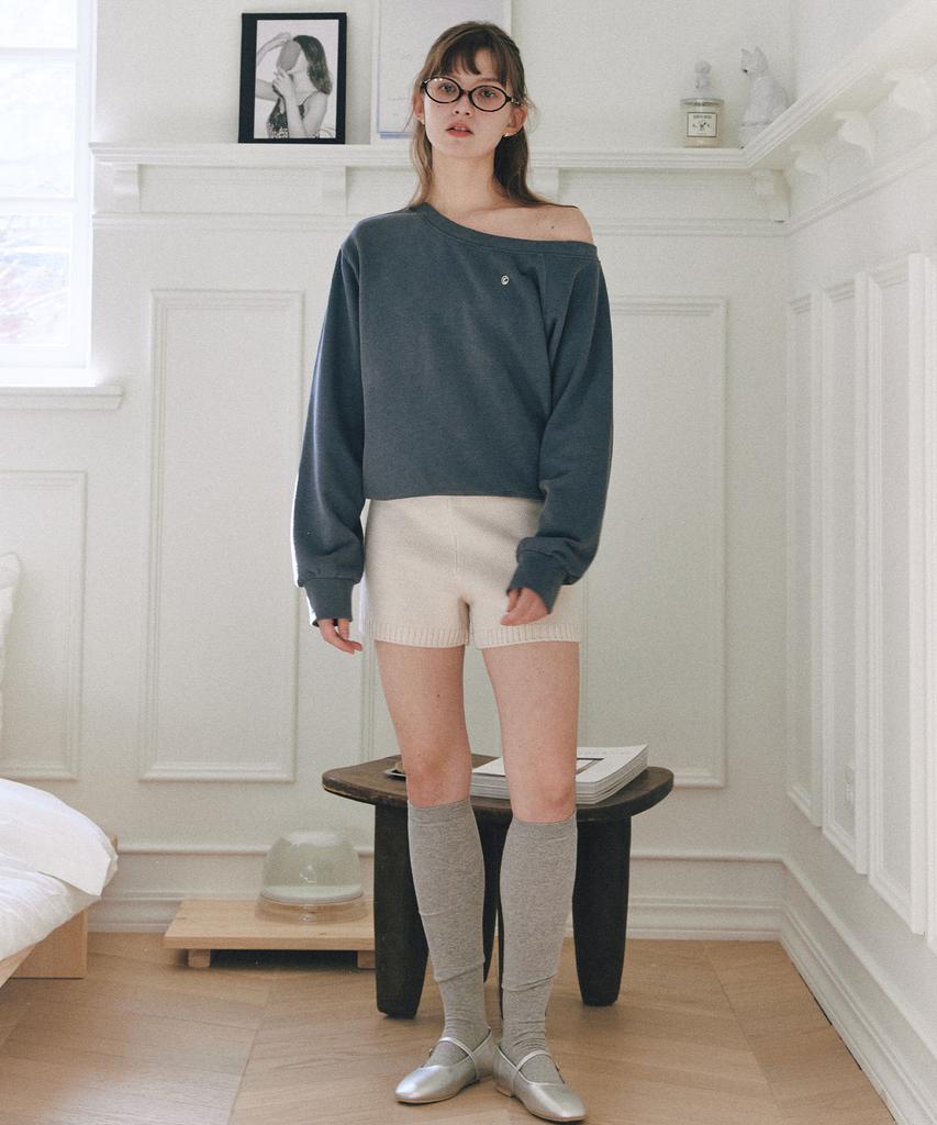 LETTER FROM MOON Edin Off-Shoulder Sweatshirt (Pigment Blue)