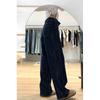 Women's Plus Size High Waist Dark Blue Wide Leg Jeans - Autumn Slimming Straight Leg Pants for Pear-Shaped Body.