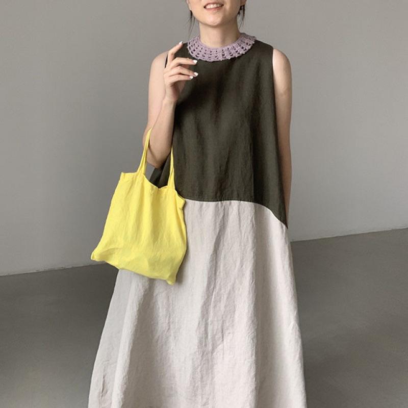 

Длинное платье без рукавов с юбкой-жилетом XL зелёный