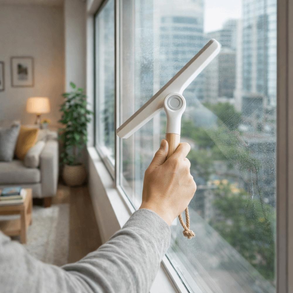 Non-Scratch Glass Wiper Wooden Handle Scraping Scraper Household Clean Wiper Kitchen Sink