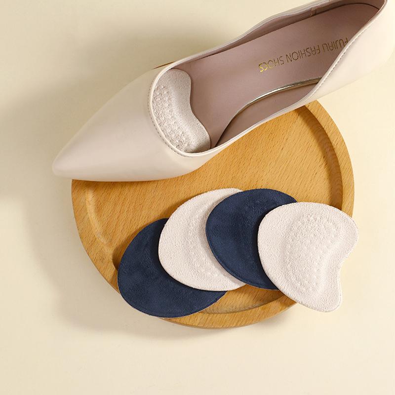 4pcs Sandals Anti-slip Forefoot Pads Stickers Thickened Suede Forefoot Half Inserts High Heel Pain Relief Toe Cushion Foot Care