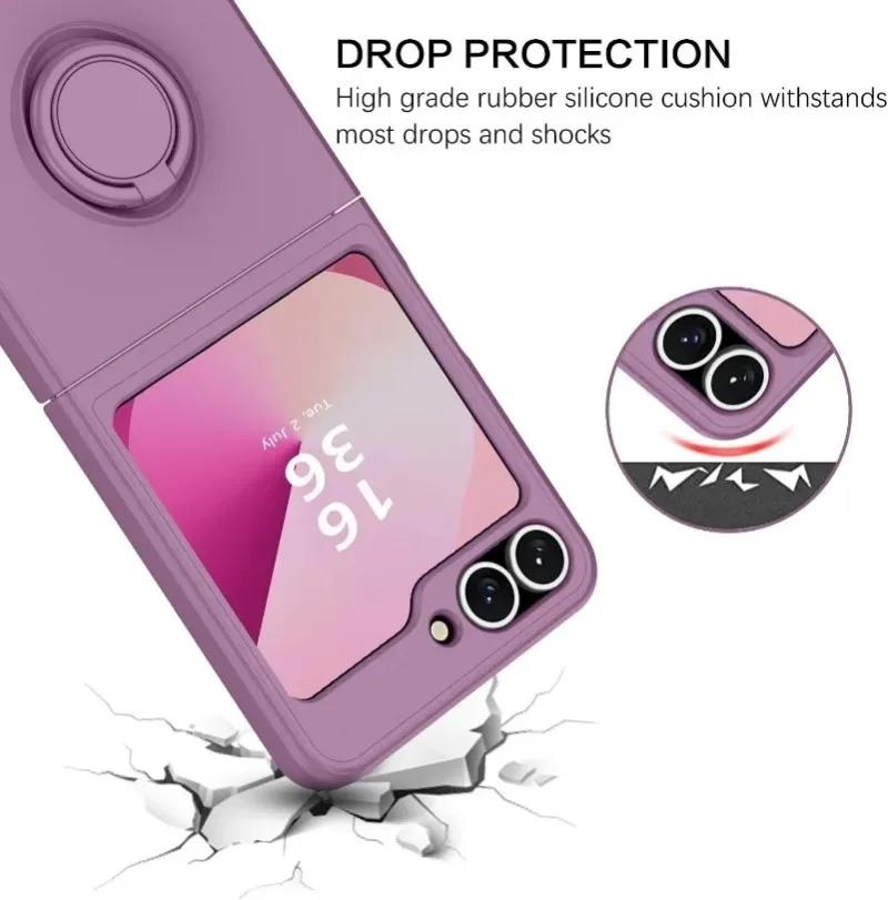 Uchwyt na telefon z płynnym silikonem w kształcie pierścienia do Samsung Galaxy Z Flip ZFlip 7 6 5 4 3 Zflip6 Zflip5 Zflip4 Zflip3 Funda