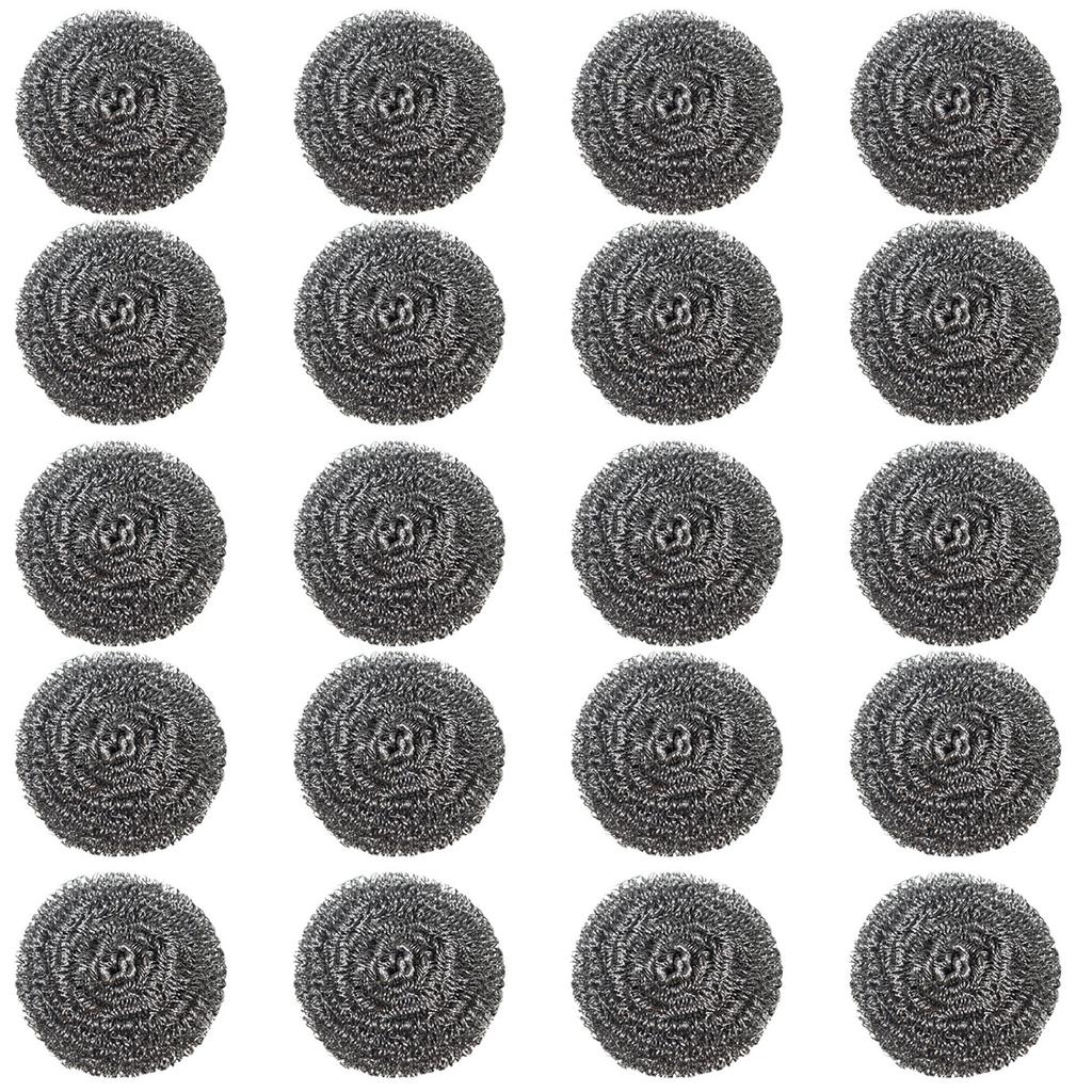 20Pcs Cast Iron Scrubber Food Grade Stainless Steel Chainmail Scrubber with Heat Resistant Pan Scraper Anti-Rust Brush