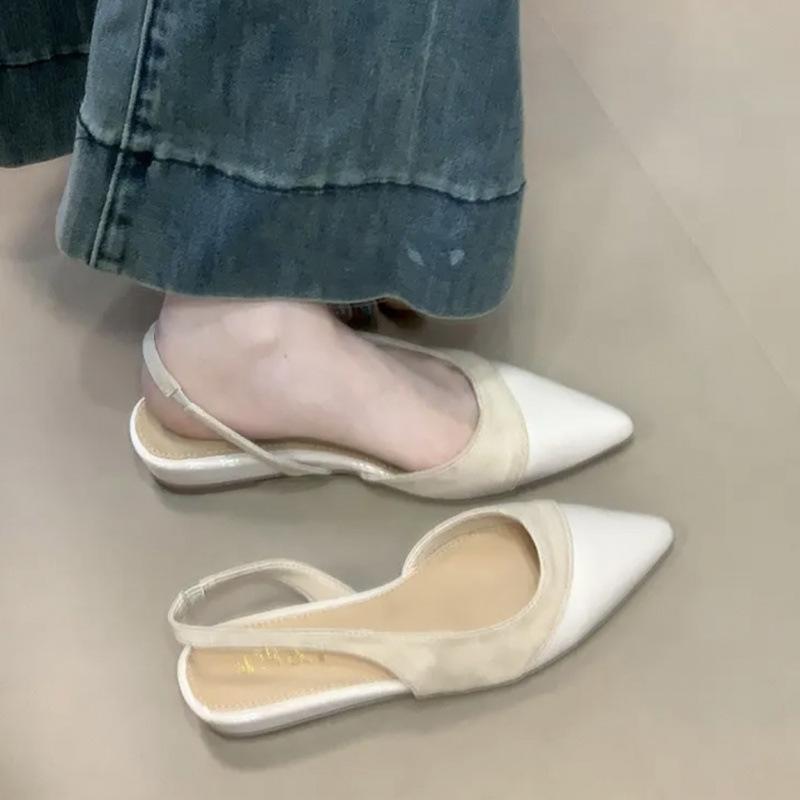 

French temperament splicing suede bag head sandals 2025 summer night breeze after trip strap fashion women s shoes 35 абрикосовый