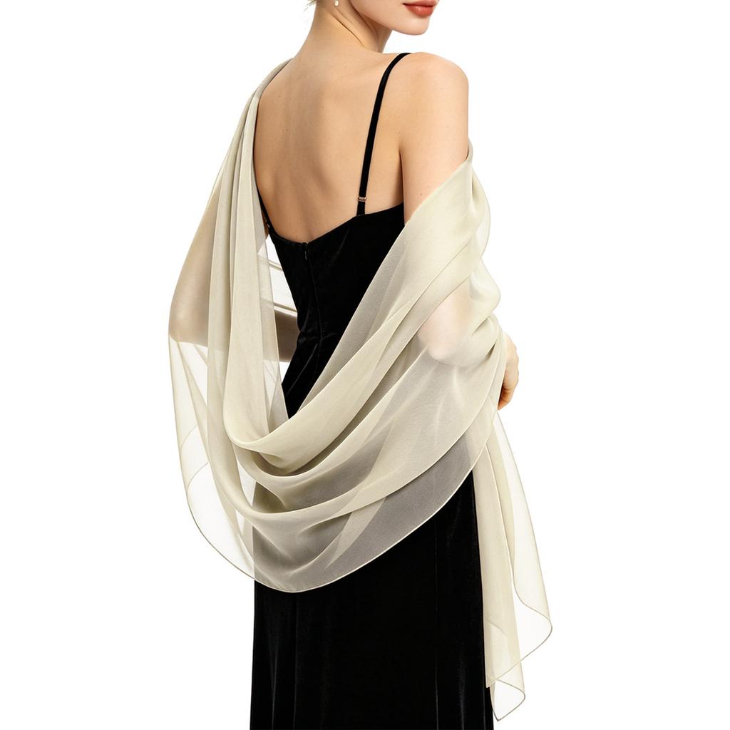Elegante Sciarpa Leggera in Chiffon Trasparente Coprispalle da Sera per Donna Sciarpa Lunga Morbida per Matrimoni Eventi Formali Feste