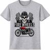 Motorcycle T Shirt Skull Rider Fire Wheels Biker Vintage Racing Graphic Tee