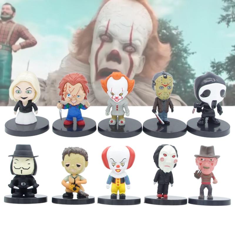 Sada 10 PVC figurek postav z hororových filmů Chucky, Joker, The Crow a další!