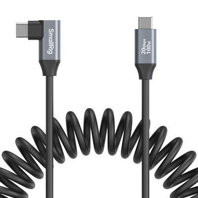 SMALLRIG To Cable To with Spring Data 90 20Gbps Data PD 100W Fast Charging for and Product 4792 USB-C USB-C (Straight Angled) Coil, Transfer, Degree,