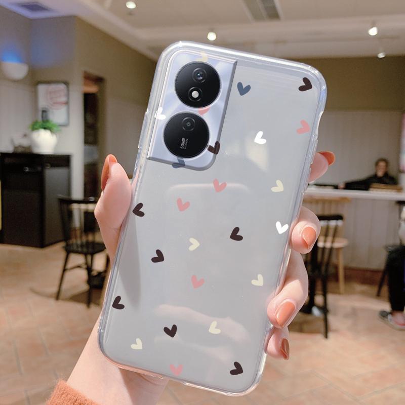 Phone Case For Honor X7b 4G 5G Case Silicone Flowers Cute Cat Bumper Coque For HonorX7B X 7B Cover Protective Soft Clear Shell