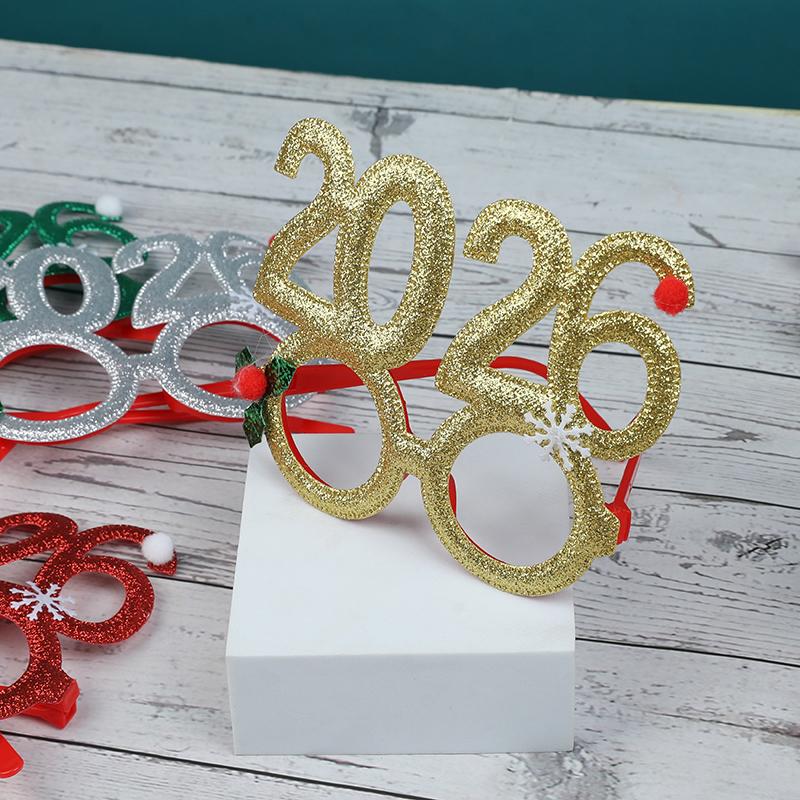 2026 Digital Funny Christmas Glasses Frame for New Year Eve Party Decoration Supplies Creative Photo Booth Prop Kids Gift Favors