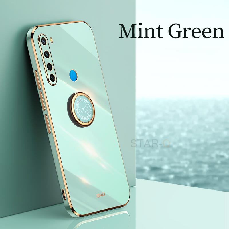 Plating Square Finger Ring Holder Phone Case On For Xiaomi Redmi Note 8T 8 T Note8 2021 New Luxury Soft Silicone Stand Cover