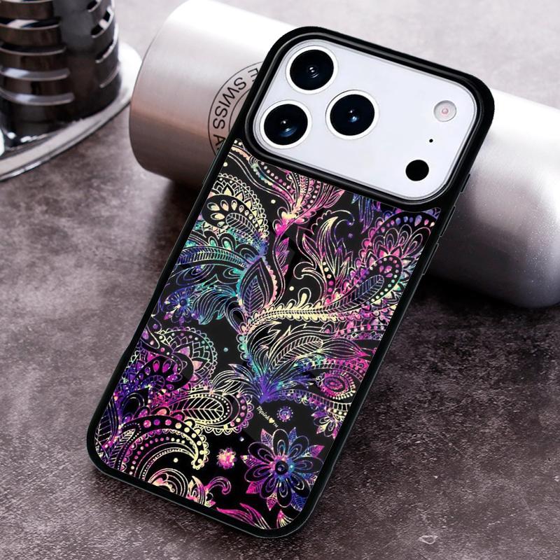 Indische Blume Henna Mandala Handyhülle für iPhone 17 16 15 Pro Max Air 14 13 12 11 Plus Stoßfeste Hülle