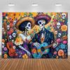 Day of The Dead Party Backdrop Mexican Fiesta Sugar Skull Flowers Photography Background Dia DE Los Muertos Party Supplies