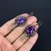 Amethyst Earrings Gemstone Jewelry, 999 Copper Wire Wrapped Earrings, Gift For Women Handmade Earrings