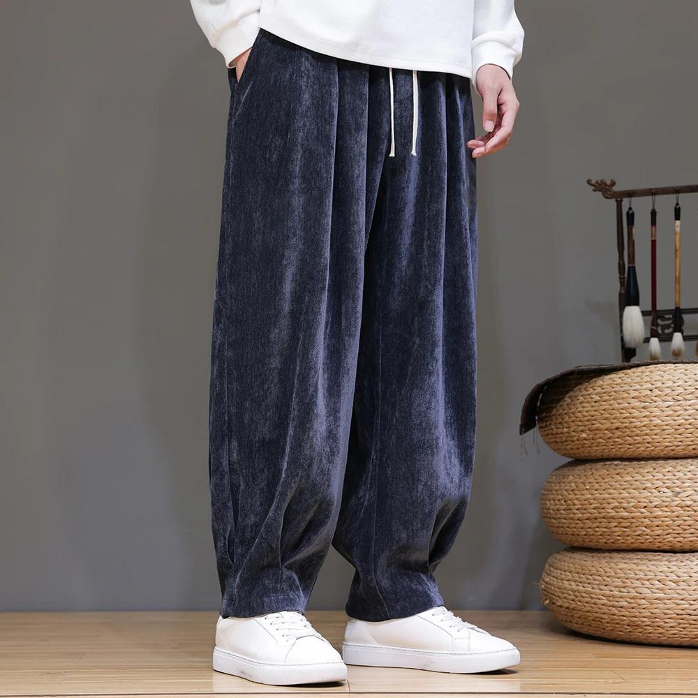 Autumn Men Streetwear Harem Pants Men Vintage Harajuku Casual Pants Male Loose Wide Leg Pants Men Soild Color Jogger Trousers