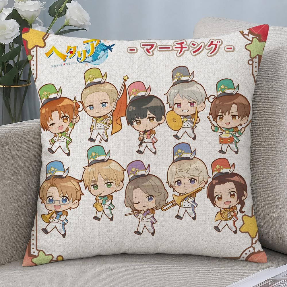 Anime Hetalia World Stars Cushion Cover Cushion Covers Natural Linen Breathable Sofa Bedroom Decor Pillowcase