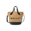 Large Letter Logo Drawstring Closure Fabric With Leather Bucket Bag Women Bags Brown 6304739