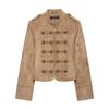 Womens Stylish Knot-Button Stand Collar Jacket Casual Streetwear Outerwear Lightweight
