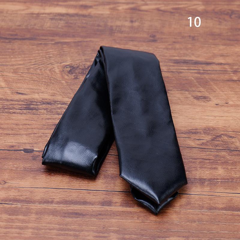Neue Mode PU-Leder Krawatten für Männer Reine Solide Schwarz Weiß Krawatten 5,5 cm Schmale Krawatte Hochzeitsfeier Business Anzug Zubehör