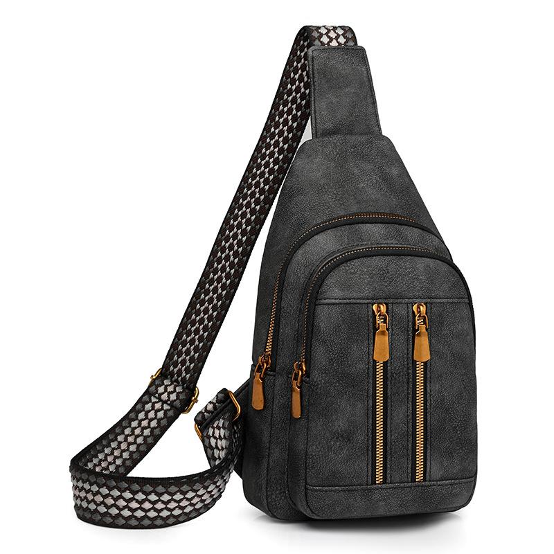 Velkokapacitní retro náprsní taška, dámská crossbody taška přes rameno, PU náprsní taška