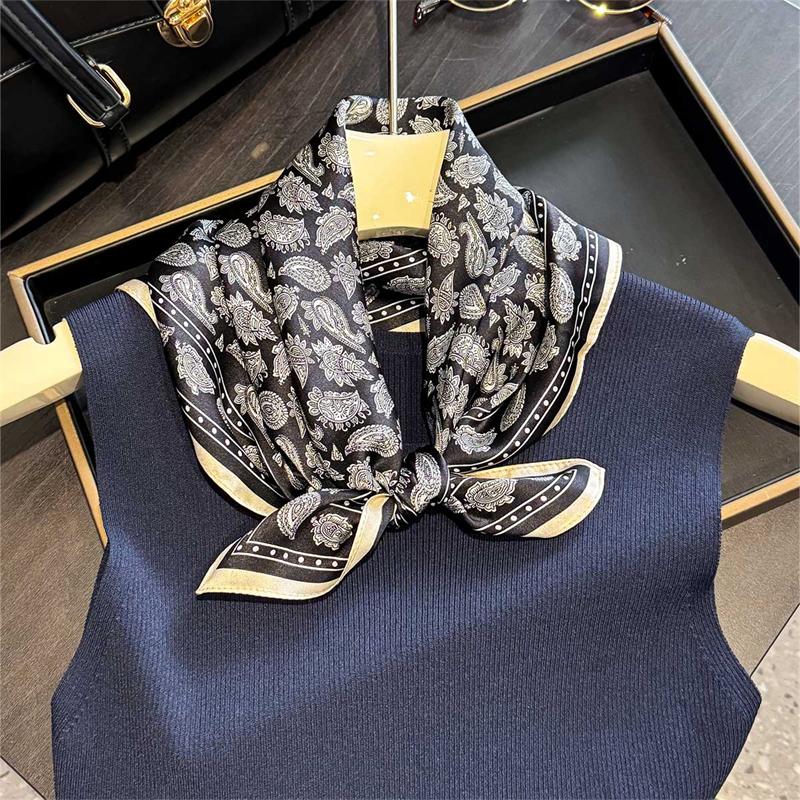 Luxury Shawl  100% Real Silk Square Scarf Women Designer Floral Print Neckerchief Female Hijab Bandana Headband