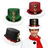 Rough-edged Christmas Hat Santa Claus Headwear With White Fluff And 3 Bells Party Hats For Women Men New Year Gathering Cosplay