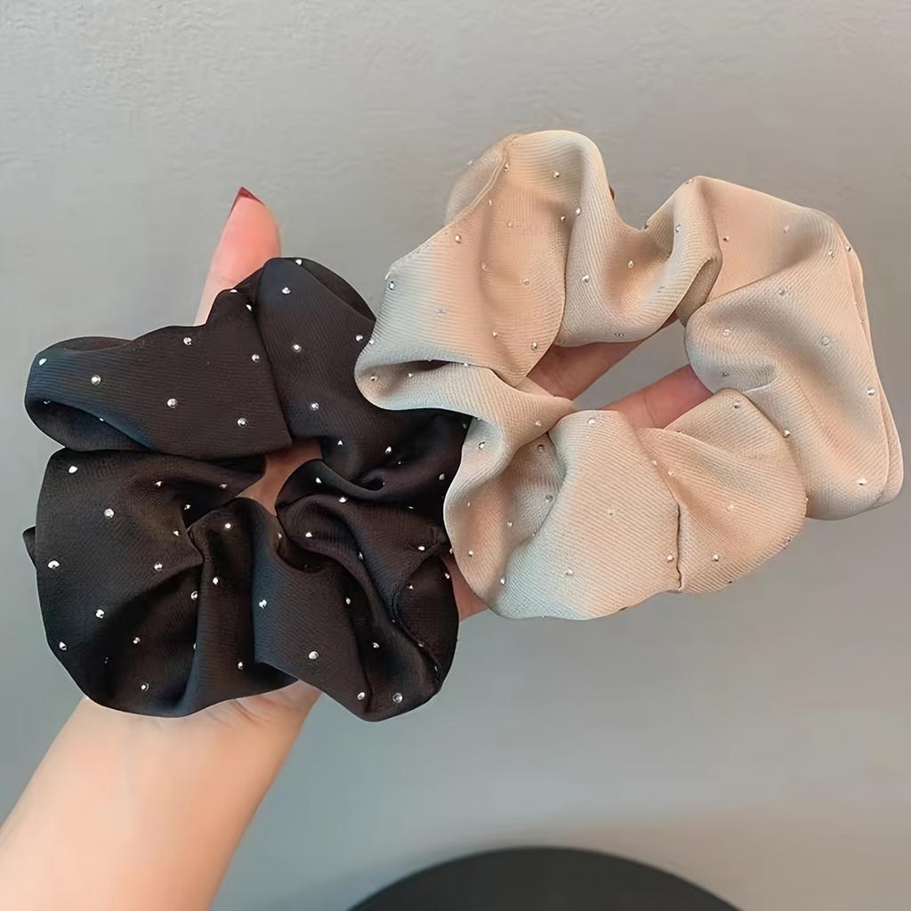 1PC Satin Scrunchies With Rhinestones Decor - Soft And Comfortable Hair Ties For Ponytail And Hair Accessories