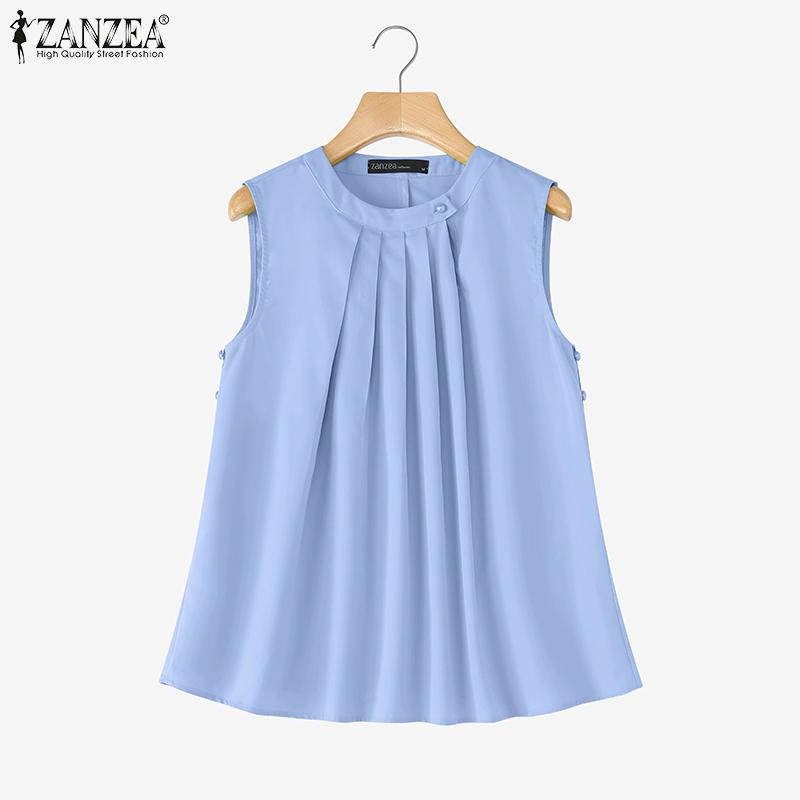 ZANZEA Women Casual Round Neck Loose Summer Sleeveless Tank Tops