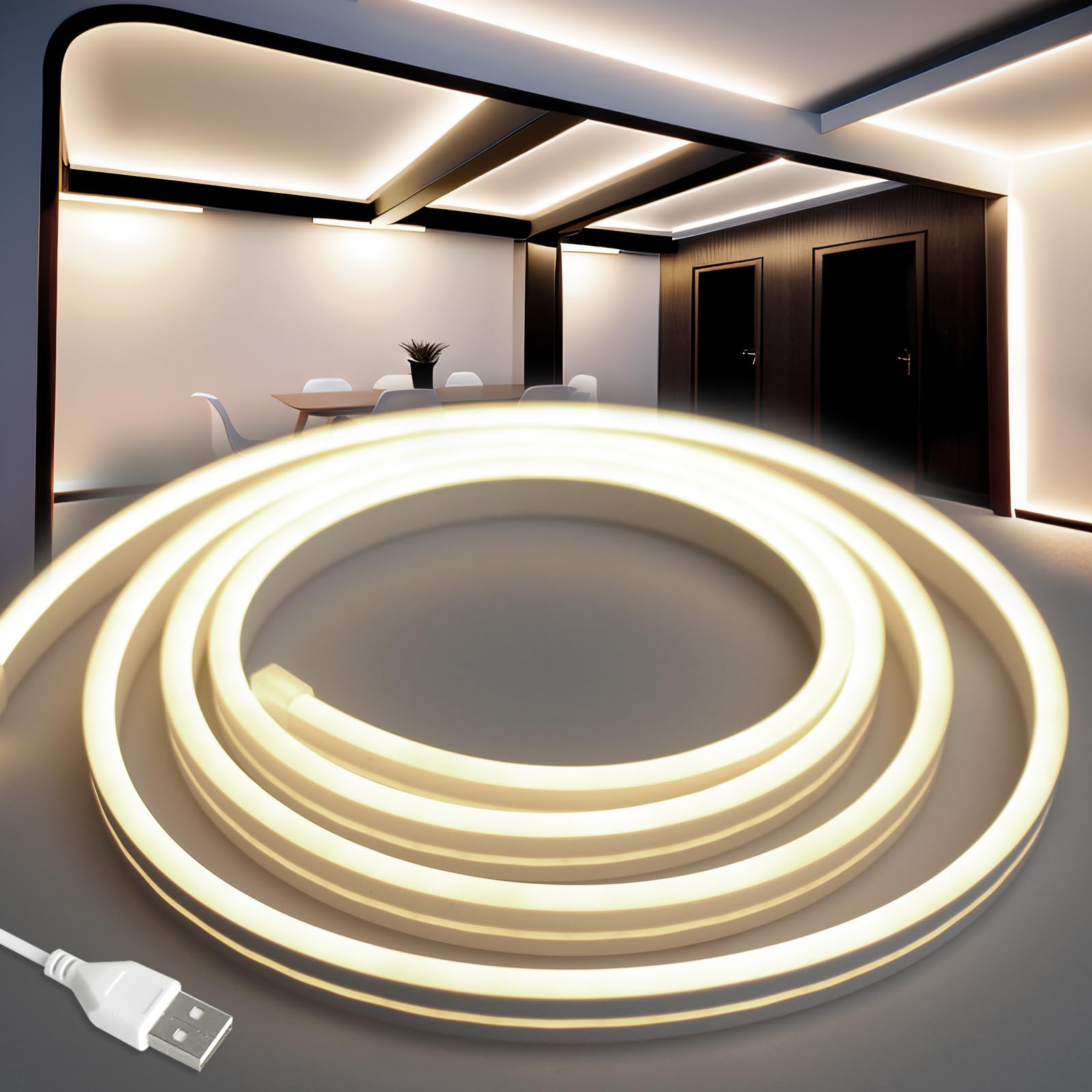 

SPAHER LED Tape Light, USB Tube Light, Waterproof, Linear Lighting, Bendable and Cuttable, Easy Installation, Eye-Friendly, Ambient Lighting, DIY,