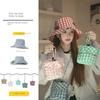 Small Lattice Hiking Fisherman Hat Sun Protection Bow Bucket Hat Fashion Plaid Hiking Cap  Camping