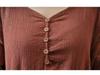 2023 Spring Long Sleeve Cotton Linen Swing Dress - Fake Two-Piece Design