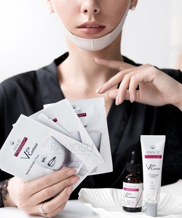 Bella Contour Facelift Halsfalten Straffung V-Line Masken-Packung 2er-Set + 1 Hals-Maske + 1 Hals-Creme 7g