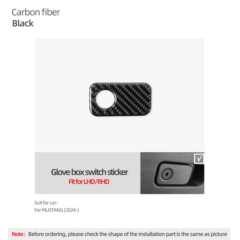 Real Carbon Fiber For Ford Mustang GT 2026 2026 Co-pilot Glove Box Switch Cover Trim Sticker Tuning Car Interior Accessories
