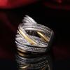 Huitan Personality Big Intersect Metallic OL Style CopperColor Gold Color Mix Office Lady Finger Rings Fashion Rings Jewelry