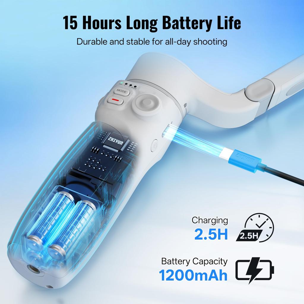 Japanese ZHIYUN COMBO Smartphone Gimbal with Telescopic Dedicated Storage Bag and Magnetic Light Compact Folding Lightweight 370g [Official Warranty]