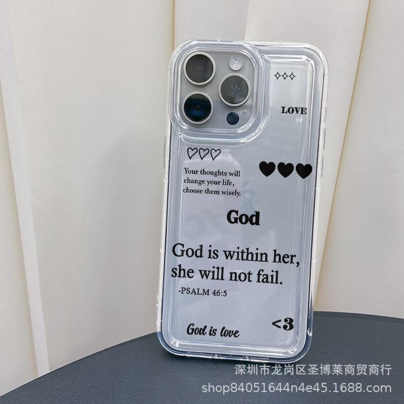 English Love Applies To Apple 15 Mobile Phone Case Iphone12promax Transparent 14/13/11/XSMAX Airbag