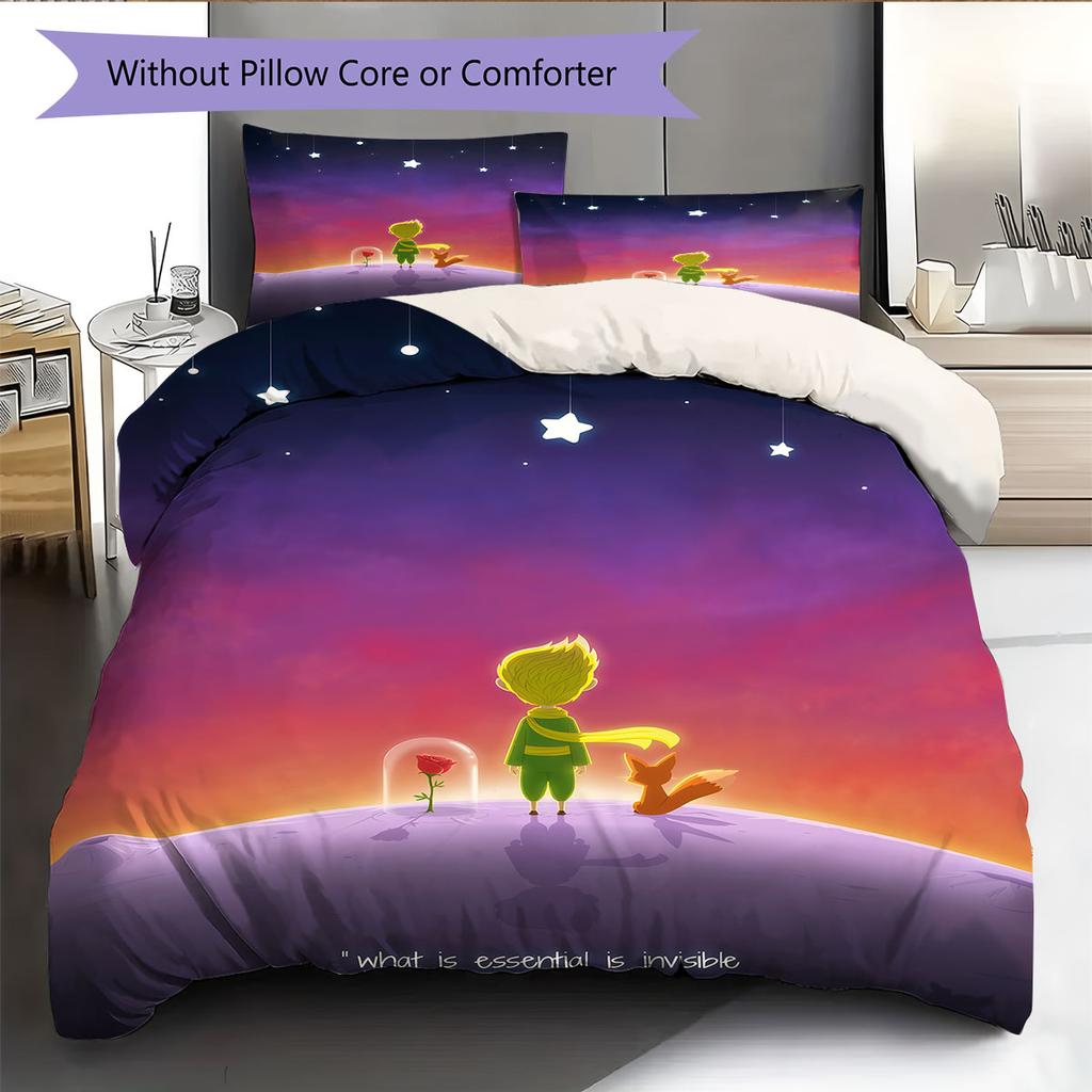 Little Prince Magic Bedding Quilt Set Quilt Cover Pillowcase Home Decoration Birthday Gift (1 * duvet cover + 2 * pillowcase, without core)