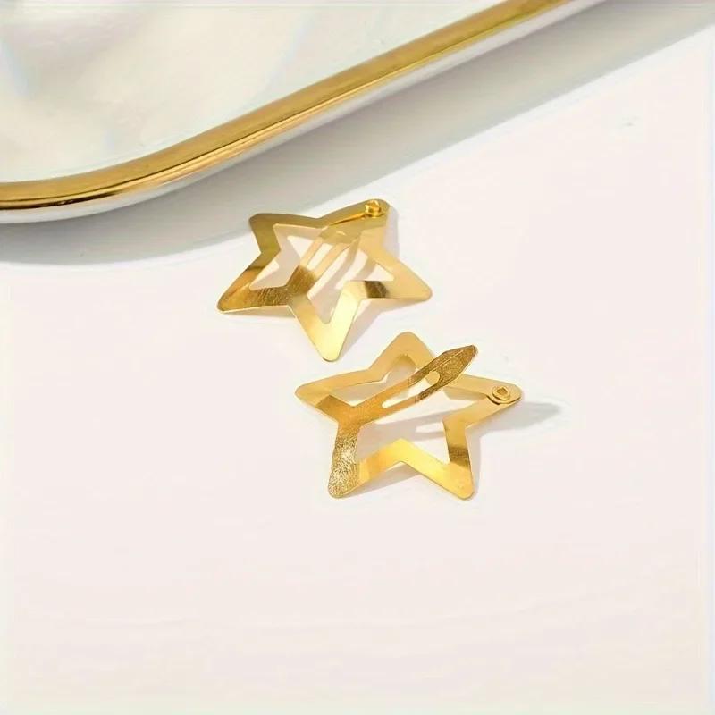 5PCS Starlight Golden Five-pointed Star Mini Star Small Hairpin Modern Style Sweet Style Bangs Styling Accessories Small Clip
