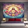 "Jesus Sacred Heart with Floral Halo Design" Pattern Wall Hanging Tapestry Decorative Tapestry Home Decor for Bedroom and Living Room