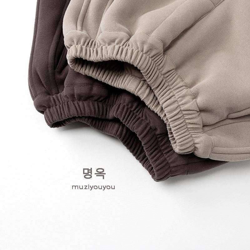 Kids Korean Style Winter Fleece Thickened Warm Casual Sweatpants For Boys And Girls