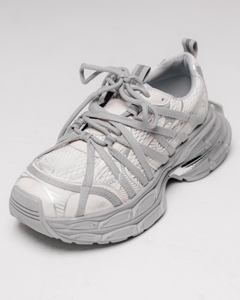 Allsy 19527 36 Platform Sneakers, Gray-milk, Leather, Textile