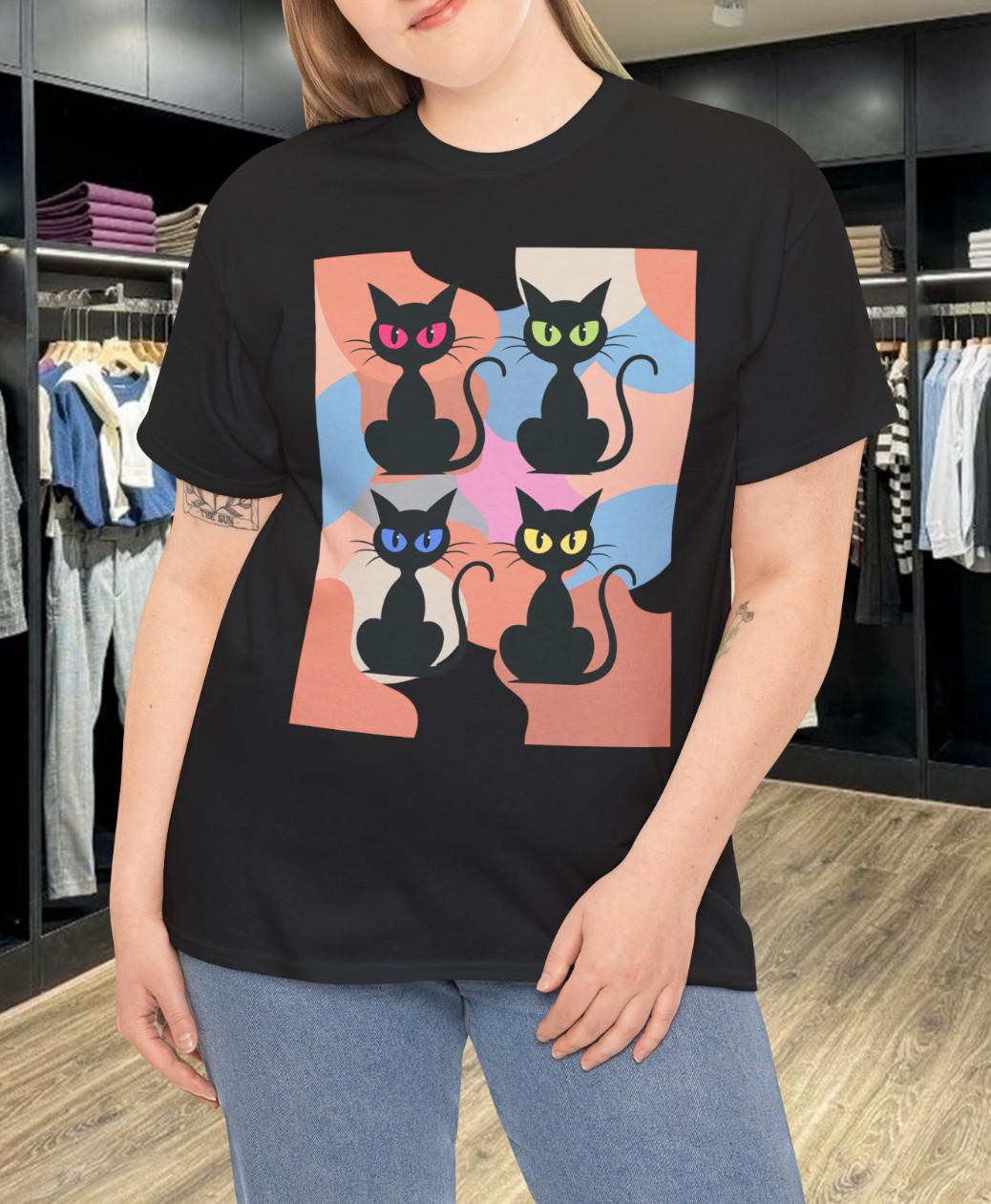 Retro Halloween Cat T-Shirt S