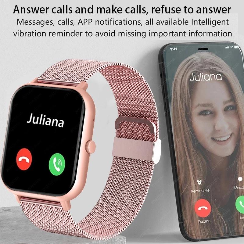 New For Women Bluetooth Call Smart Watch Women Men Heart Rate Blood Oxygen Voice Assistant 100+Sports Ladies Smartwatch