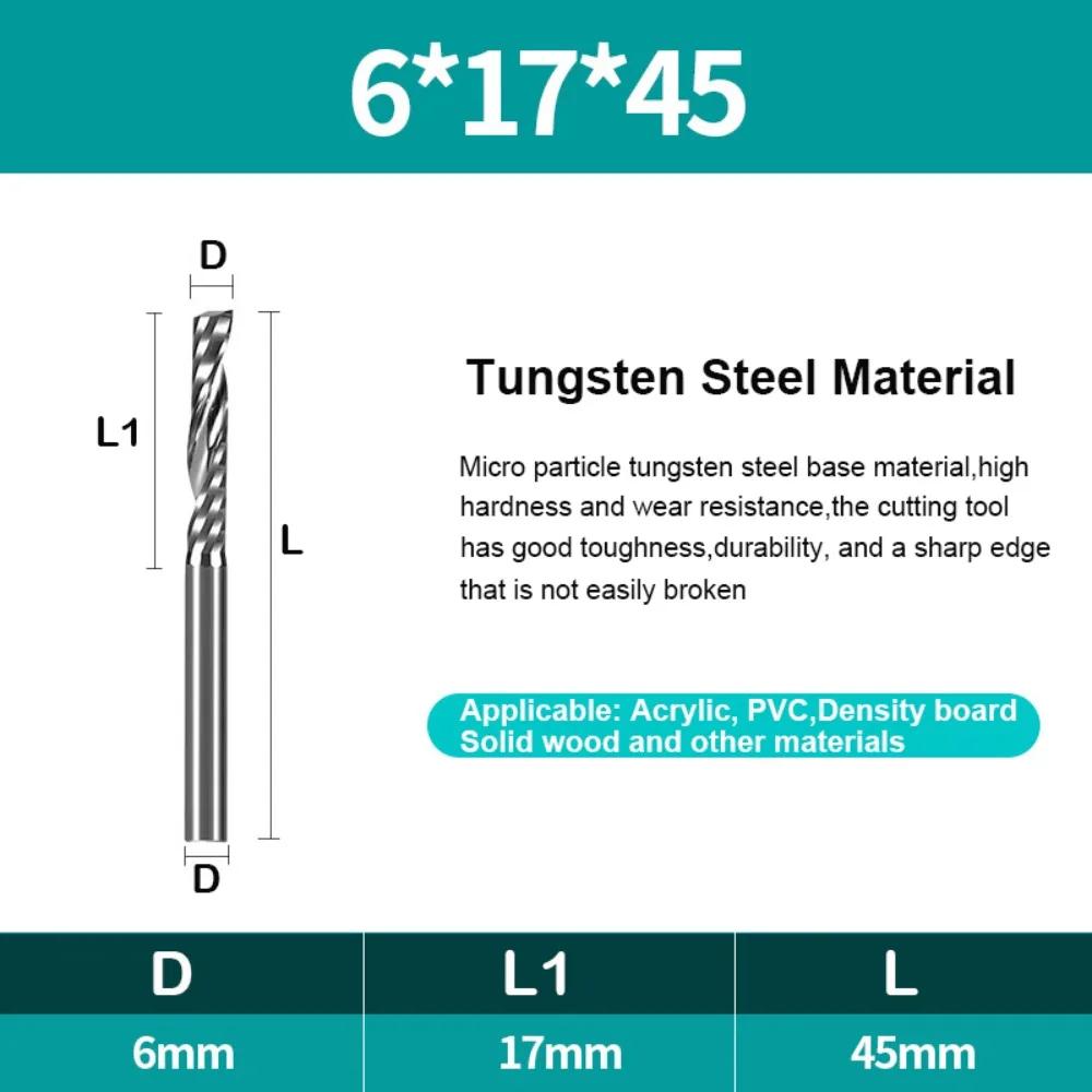 Neuer Einzahn-Fräser Hartmetall 3,175/4/6mm Schaft Schaftfräser Spiral-Schaftfräser