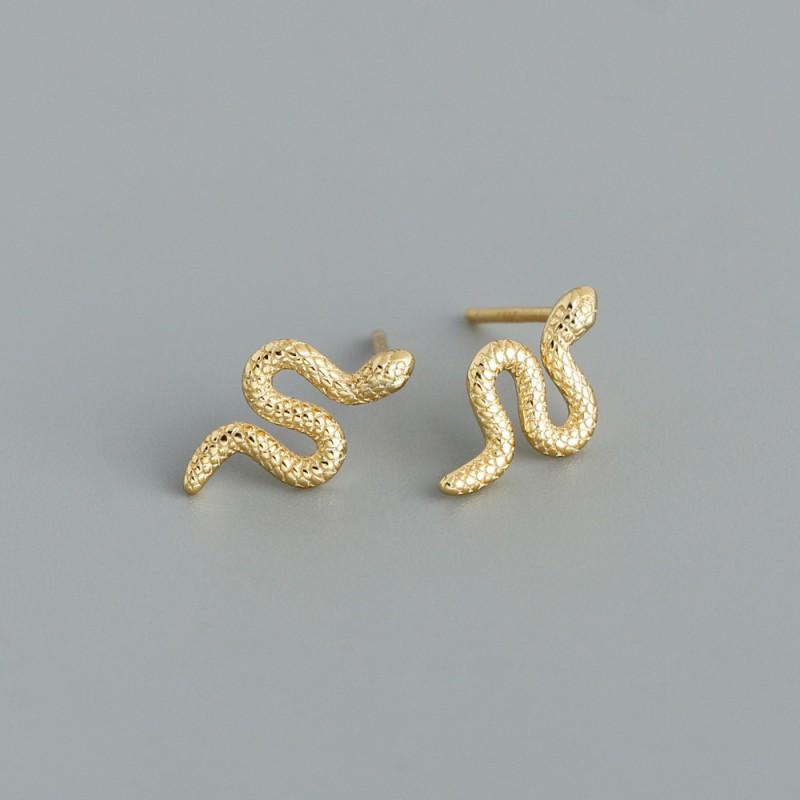 Sterling Snake Earrings Women Fashion Animal Zodiac Jewelry Trendy Lightweight Studs 925 Sterling Silver