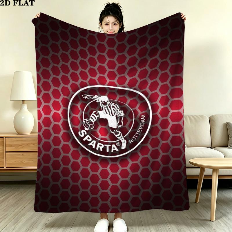 Sparta Rotterdam Print Flannel Blanket, High quality Comfortable for All Seasons, Home Decor, Warmth and Comfort, Perfect for Christmas Gifts