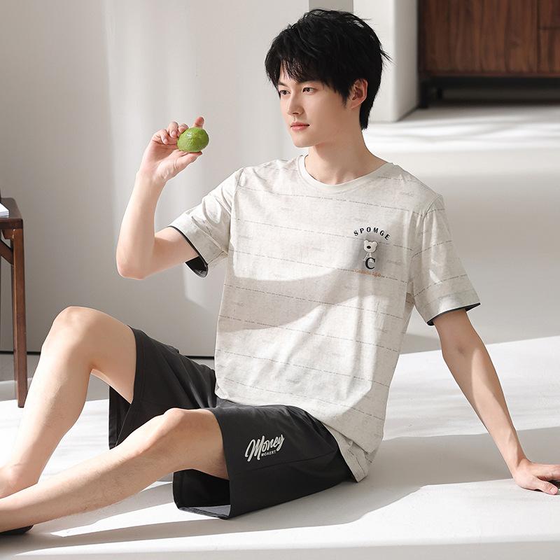 Men's Pajamas Summer Cool Modal Thin Short-sleeved Shorts 1011 New Soft Loungewear Set