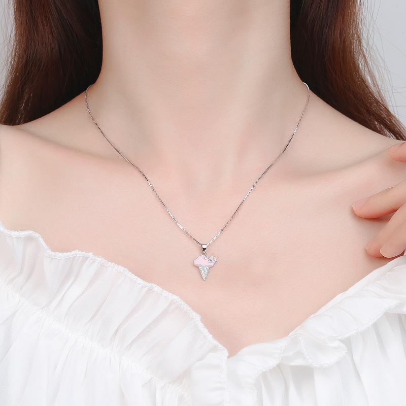 S925 Sterling Silver Summer Ice Cream Ice Cream Pendant Women's Korean-Style Simple Cone Silver Jewelry