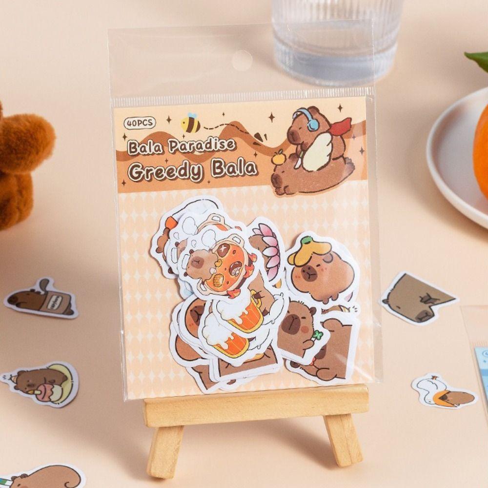 40Pcs Creative Capybara Stickers Mug Decorative Decals Water Bottle Decor For Mobile Phone Shell